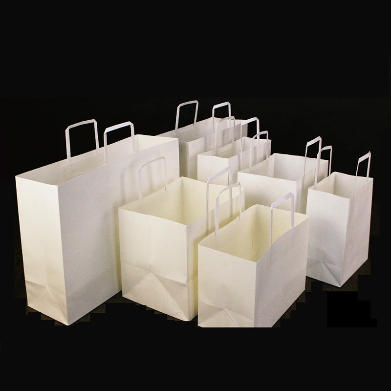 10pcs Kraft Paper Bag with Handle Gift Bags Biscuit Candy Food Cookie Bread Snacks Takeaway Bags Cake Boxes Packaging