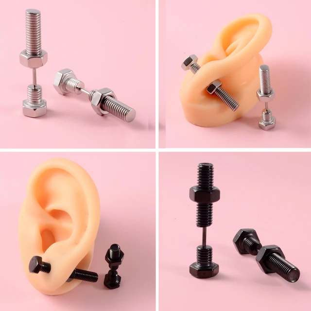 Pair 16gx6mm Shaft Screw Nut Ear Piercing Helix Piercing Tragus Cartilage Earrings Fake Plug Expander Gauge Stretchers Jewelry Piercing Jewelry AliExpress