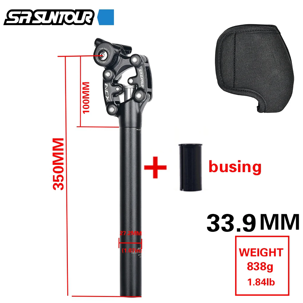 SR Suntour NCX Fiets Demping Verende Zadelpen Mountainbike 50mm Reizen 27.2/28.6/30.0/30.4/30.9/31.6/33.9*350mm Zadelbuis