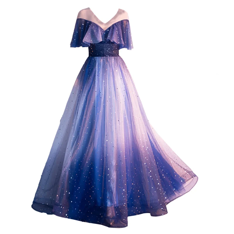 galaxy sequined stars dream fairy long dress studio/stage/chorus/Victorian dress