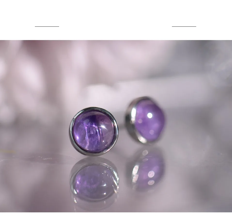 ITSMOS Natürliche Amethyst Lila Ohrringe 925er Silber Edlen Schmuck Runder einfacher Charme Coole Mystery Ohrstecker für Frauen Mädchen Geschenk – Detail 16