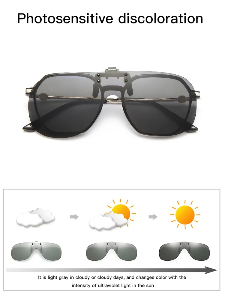 Lunettes de soleil polarisées à Clip pour hommes, verres gris fantaisie, pour la conduite, UV400, pour Aviation, Vision nocturne, surdimensionnées