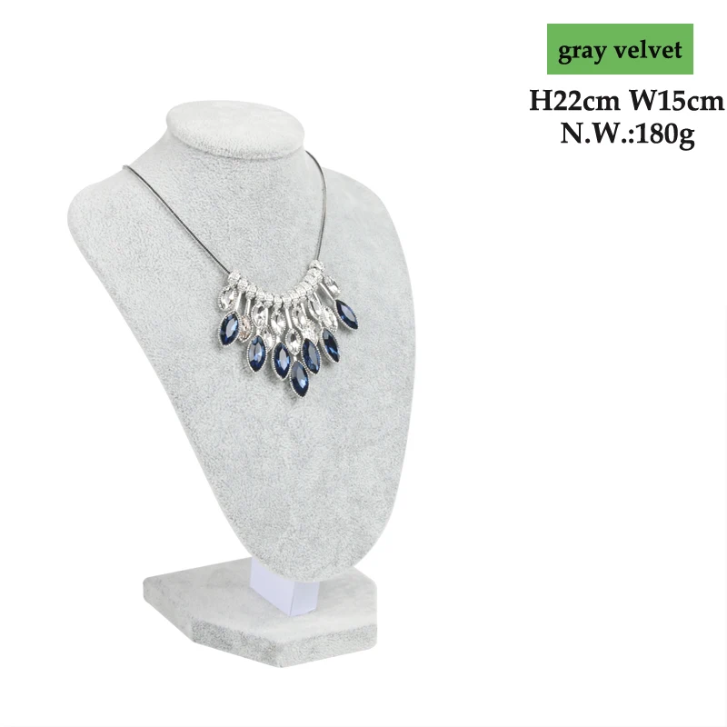 Gray Velvet  Model Bust Show Jewelry Necklace Earring Display Pendants Mannequin Jewelry Stand Organizer