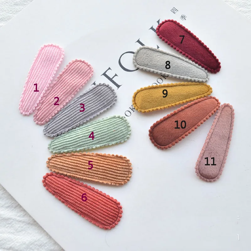 30pcs/lot 5.5cm  Corduroy bb  fabric Hair Clip Cover Padded Appliques DIY handmade Children Hair Accessories