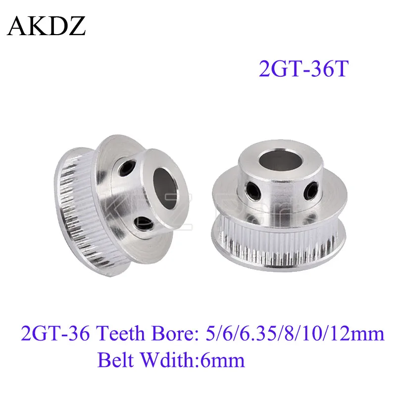 

3D Printer Parts GT2 Timing Pulley 36 Tooth Wheel Bore 5mm 8mm Aluminum Gear Teeth Width 6mm 2GT Accessories For Reprap