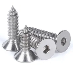 50pcs/lot M3 M4 M5 M6 Countersunk Head Hexagonal Self Tapping Screw Flat Head Screws 304 Stainless Steel SS27