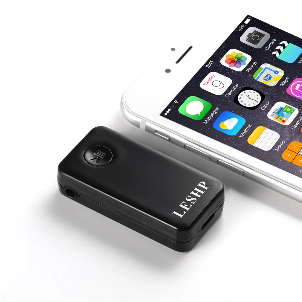 Adaptor Penerima Streaming Musik Output Stereo Gaya Mobil Audio Bebas Genggam Nirkabel Mini Persegi LESHP