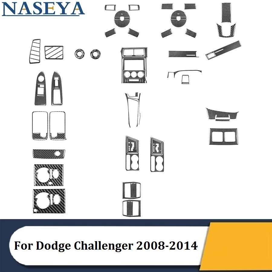

For Dodge Challenger 2008 2009 2010 2011 2012 2013 2014 Carbon Fiber Black Stickers Car Interior Decorative Accessories