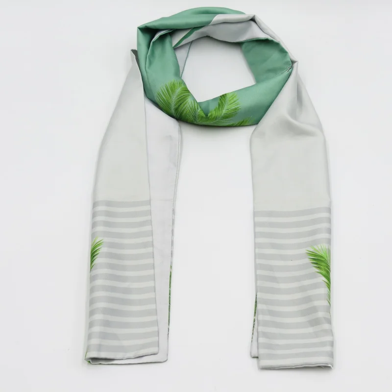 Scarf in spring and autumn and winter thin narrow long small scarf female fashion South Korea's versatile green gray rectangular