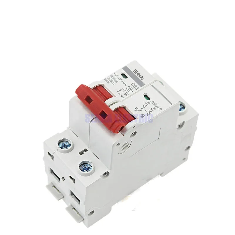 2P DC 1000V Solar Mini Circuit Breaker 6A/10A/16A/20A/25A/32A/40A/50A/63A DC MCB for PV System