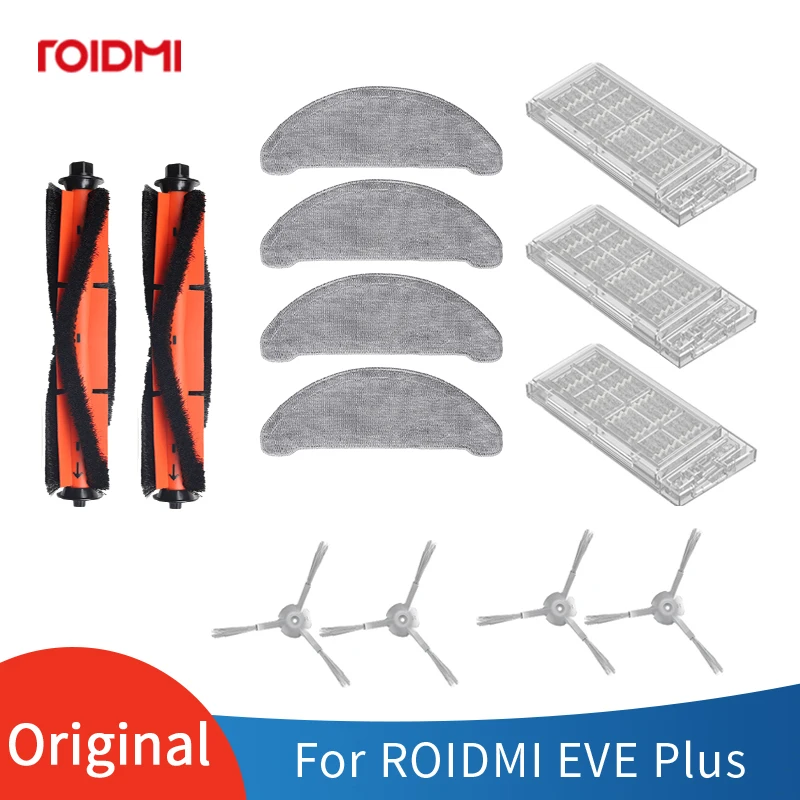 Original mop cloth dust bag piping brush HEPA filter charging cable spare parts for ROIDMI EVE Plus vacuum cleaner accessories