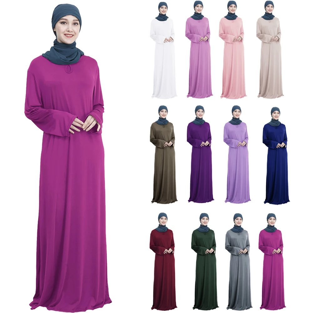 

Ramadan Eid Abaya Muslim Prayer Women Arab Long Sleeve Dress Maxi Robe Khimar Kaftan Islam Caftan Gown Clothing Worship Service