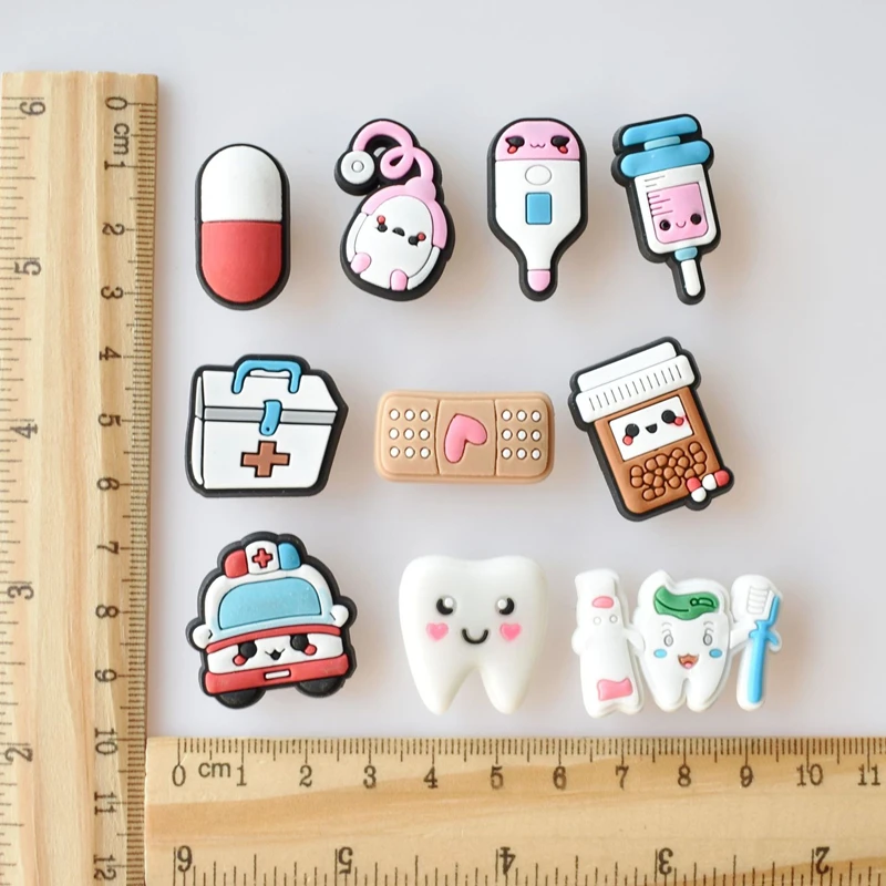 1-20Pcs Medical Supply PVC Shoe Charms Accessories Shoe Decoration Pill Blood Medicine Box Viscera Clog Sandal Buckle Kids Gifts