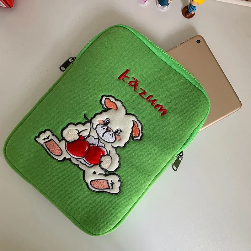 Imagem -04 - Coreano Bordado Coelho Portátil Tablet-case Bolsa-para-mac-ipad Pro 9.7 10.2 10.5 11 13 14.5 15 Polegada Manga Interior Bolsa de Armazenamento