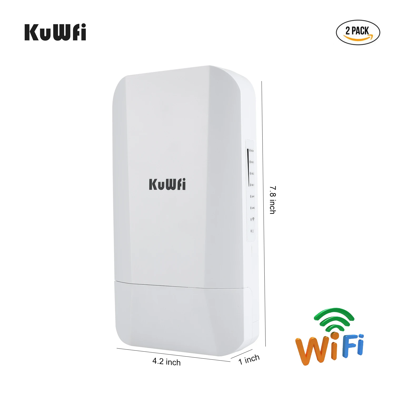 KuWFi 2.4G 300Mbps Outdoor Wireless Bridge Point to Point 1-2KM  Router  with Gigabit RJ45 port IP65 waterproof 24V POE Adapter