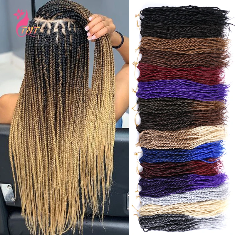 TMT Senegalese Twist Hair Crochet trecce 30 fili nero marrone viola Senegalese Crochet trecce per le donne intrecciatura sintetica