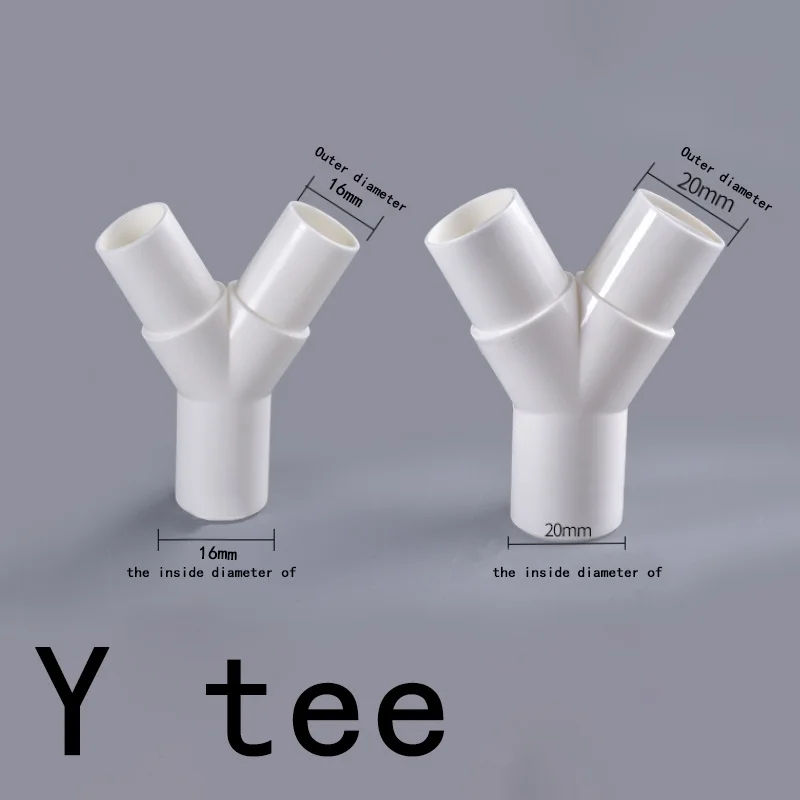 PVC Plastic Y Type Tee Y Tee Fork Water Pipe Tee Drip Box Tee Joint 16mm / 20mm 1Pcs