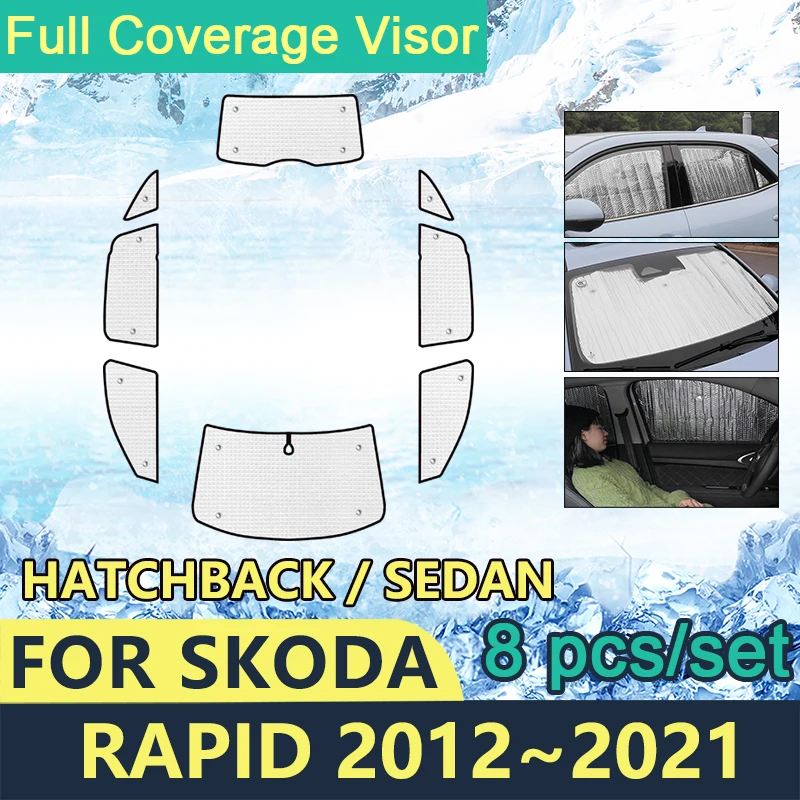 

Full Cover Sunshades For Skoda Rapid 2012~2021 Hatchback Sedan Car Windshields Accessories Visor Sun Protection 2020 2019 2018