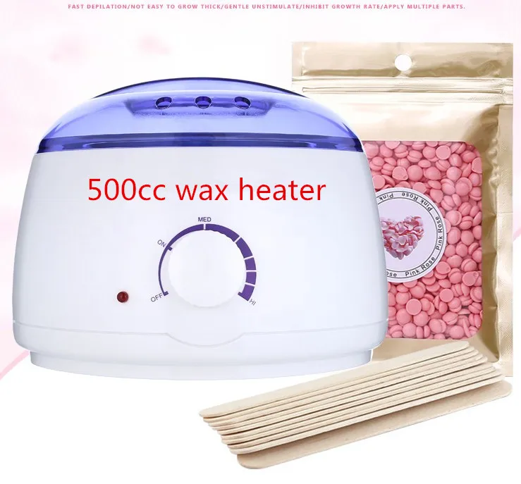 Electric 500/200cc   wax warmer  Hair Removal Wax- Heater Wax Beans 10pcs Wood Stickers Sets Waxing Kit cera depilator