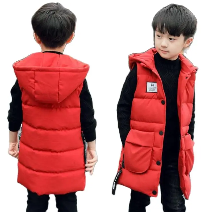 Baby boys waistcoat 2-13T kids long style warm vest baby girls spring cotton-padded hooded children warm jacket teenage snowsuit