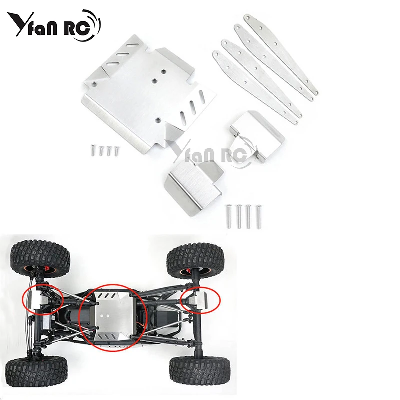 1 set For axial 1 / 10 rbx10 axi03005 ryft chassis armor Three piece set metal armor anti-collision stainless steel guard plate