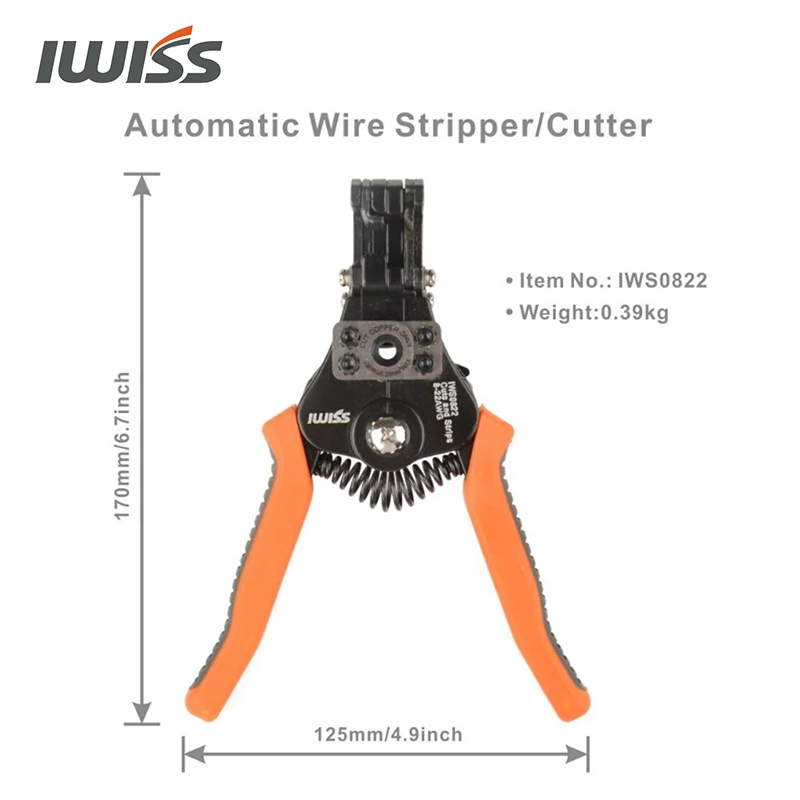 Imagem -02 - Stripper Descascando Crimper Friso Alicate Cortador de Cabo Ferramenta de Descascamento do Descascador Automático Multifuncional do Fio do Cabo de Iwiss 0.35 Iws08228.2 mm