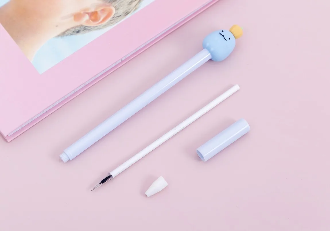 Students Creative Cartoon Meng Wu Fruit Head Pen Black 0.5mm Student Stationery Pen Wholesale