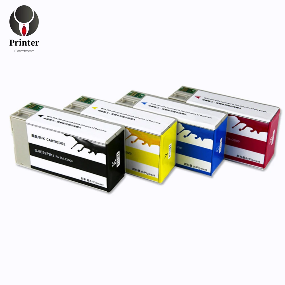 

Printer Partner pigment ink cartridge SJIC24P compatible for epson TM-C3520 TM C3520 label printing printer KCMY as 1 set