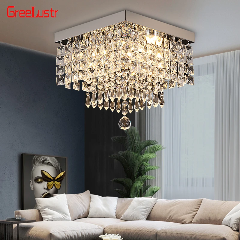 Modern Indoor Ceiling Light K9 Led Crystal Lamp Chandelier Decor Living Room Luxury Ceiling Suspension Lamp Luminaire Lustre