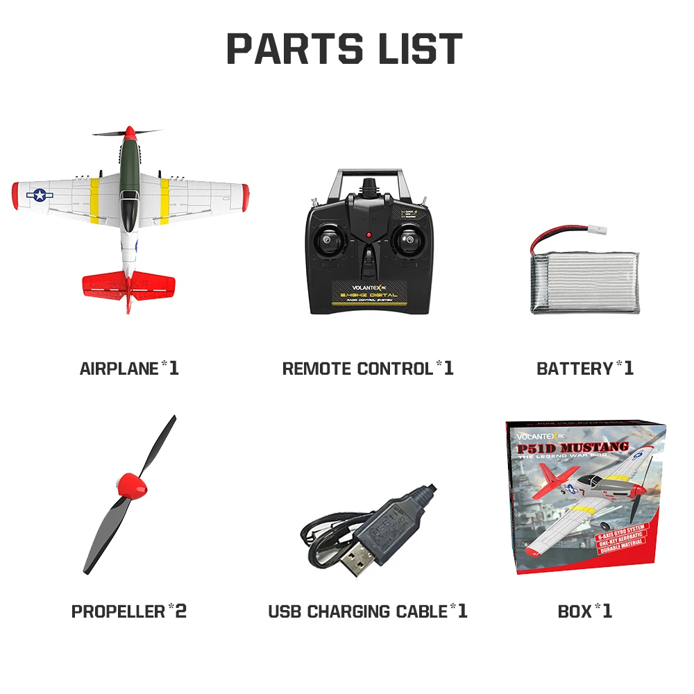 761-5 P51 Rc Plane Airplane Model 400Mm Wingspan 2.4G 6 Axis Gyroscope Fixed Wing Rtf Glider Epp Foam Aircraft 14Mins Drone Toy