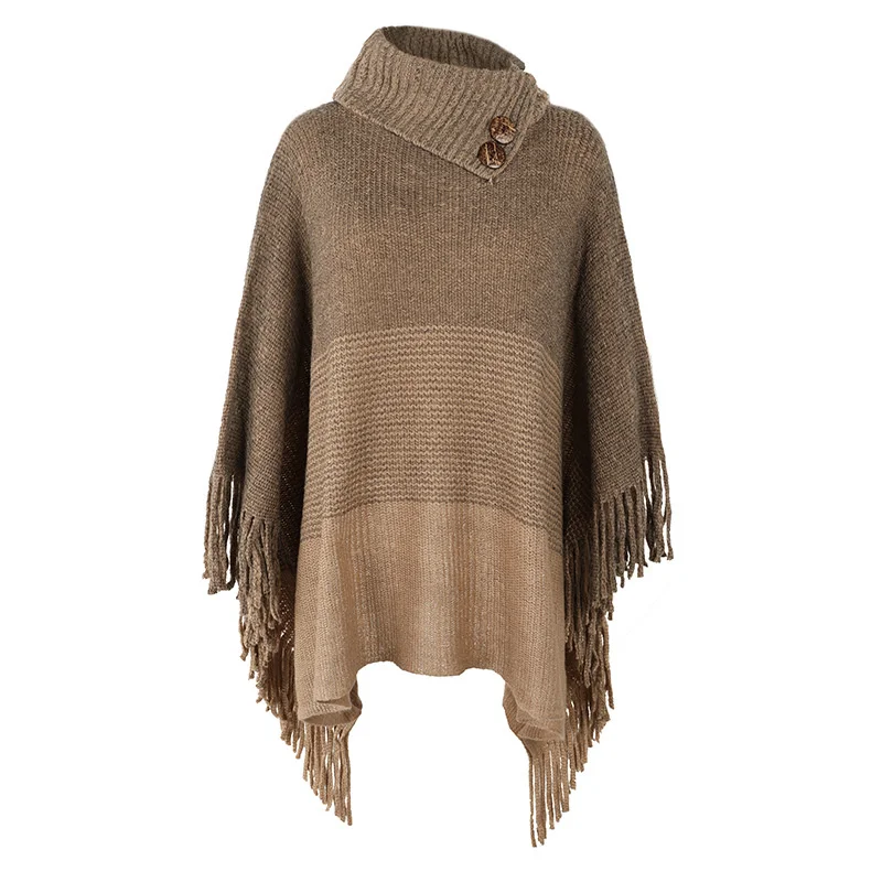 Plus Size Poncho For Women 2024 Spring Autumn Fashion Tassel Pullover Capes Female Loose Casual Knit Cloak Shawl Sweater