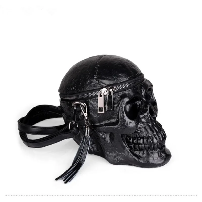 

Originality Women Bag Funny Skeleton Head Black handbad Men Single Package Fashion Designer Satchel Package Skull Bags