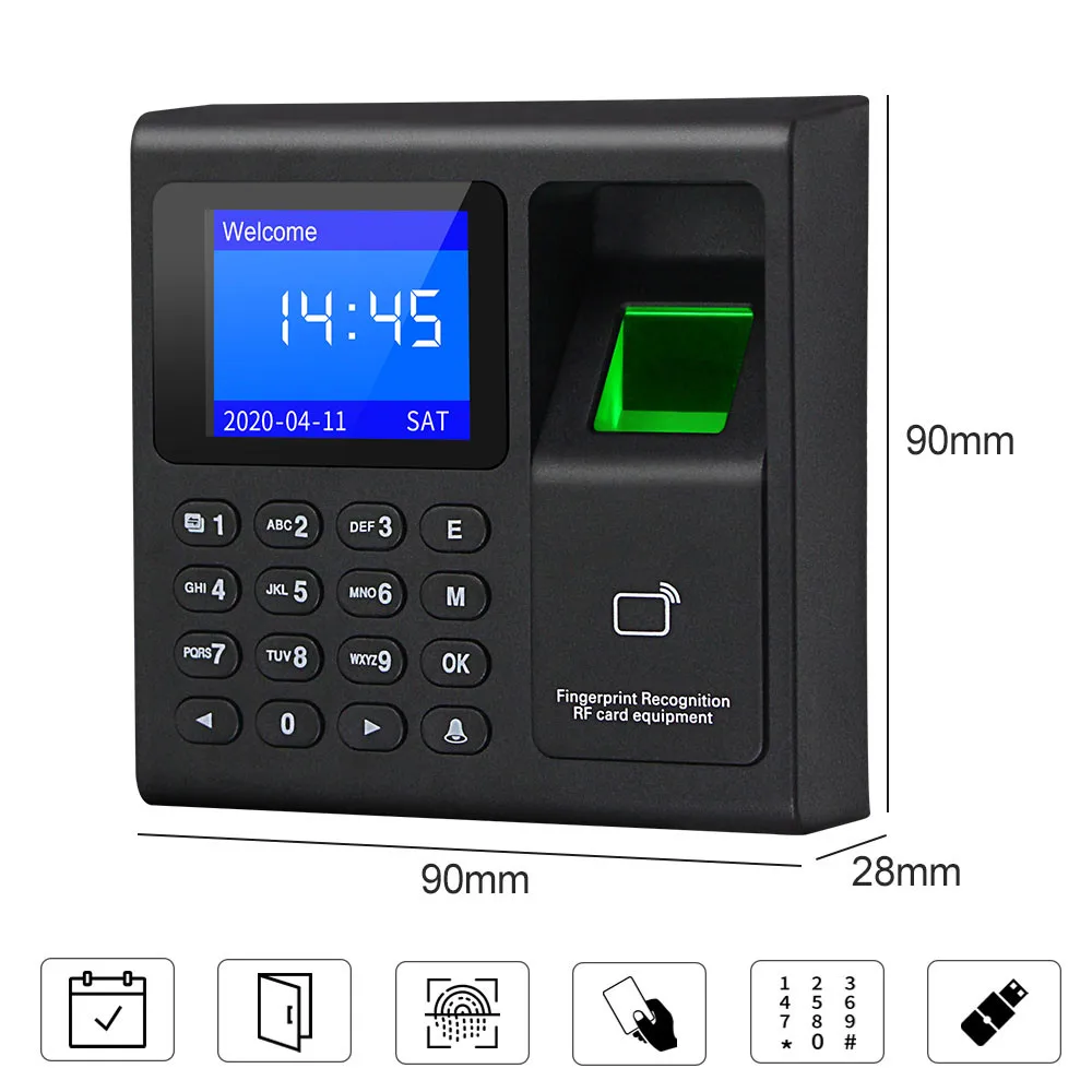 RFID Fingerprint Access Control Keypad Biometrics System Password Card Reader USB Time Attendance Device+10 Keyfobs, no Software