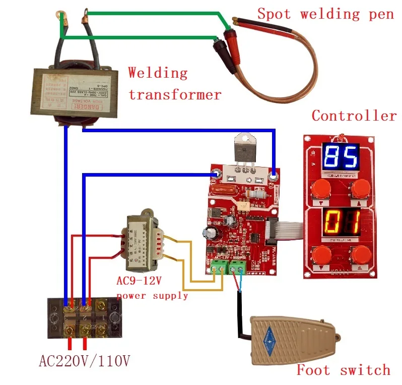 NY-D07 Pneumatic spot welder transformer controller control board can be connected to solenoid valve with linkage welding