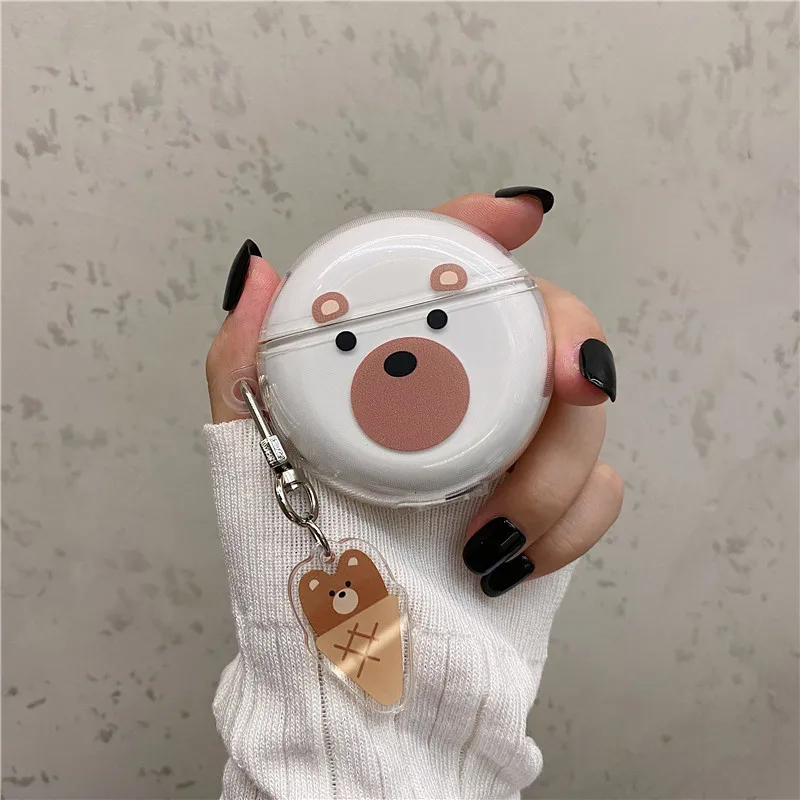 Cute Ice Cream Bear Pendant Transparent Wireless Bluetooth Headset Soft Cover for Huawei Freebuds 3 Pro 4i Earphone Protective