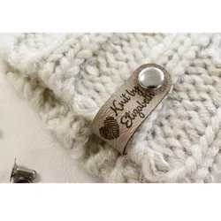 30pcs Personalised Handmade Leather tags for knitting garment Sew-in Crochet label with text logo Clothing Hat Handcraft labels