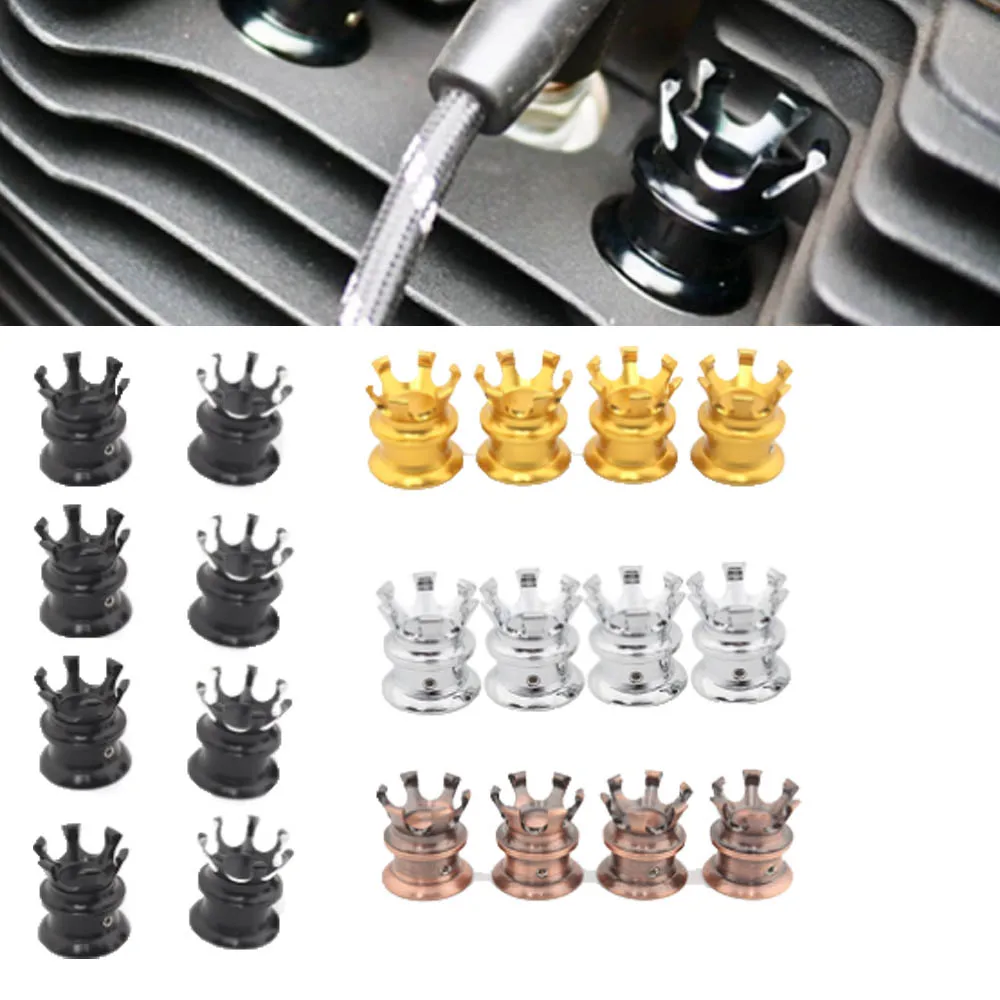 

4Pcs Motorcycle Spark Plug Crown Screw Nut Head Bolt Cap Engine Topper Cover For Harley Softail Dyna Sportster XL883 Aluminum