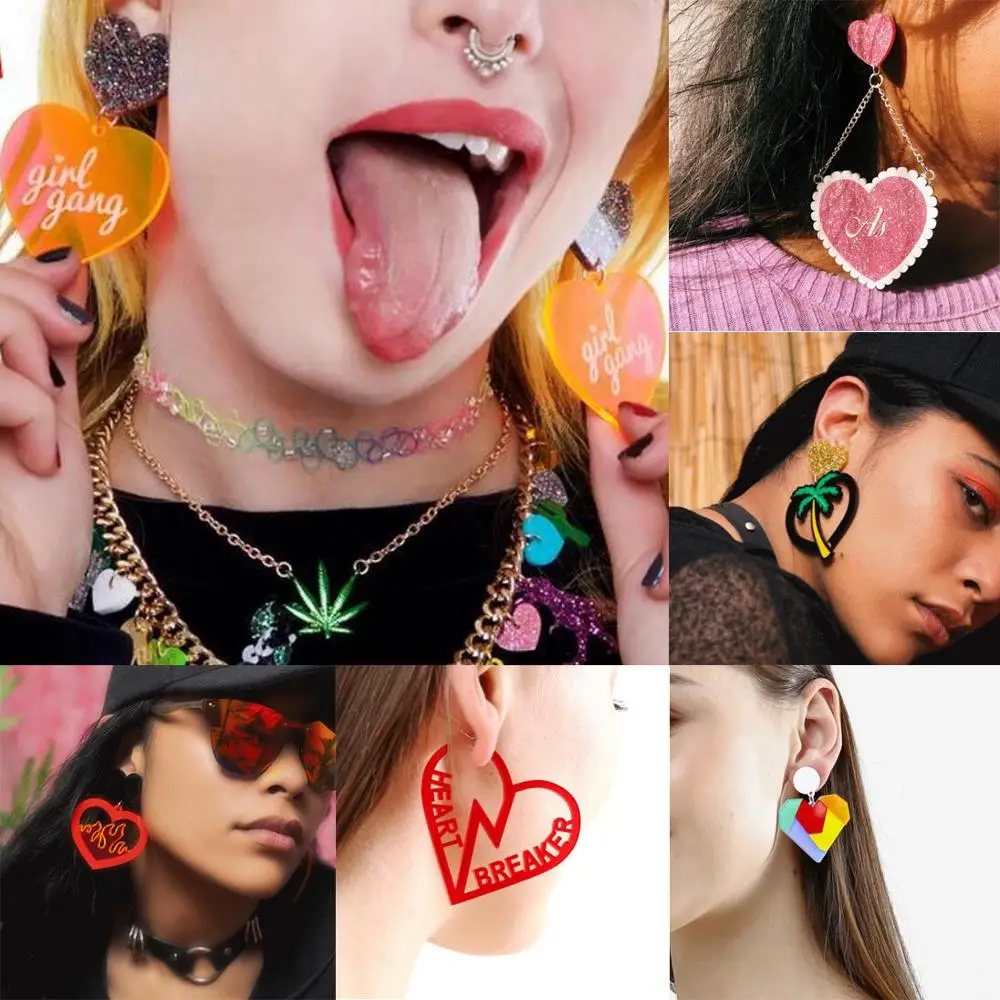 Brincos para mulheres kelly brincos moda charme exagerado eardrop na moda hip hop meninas presente bonito doce coração exagero