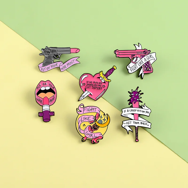 New Feminism Badge Pin Lipstick Gun Magic Wand Cartoon Bat Brooch Creative Fashion Clothing Backpack Jewelry Gift For Friends