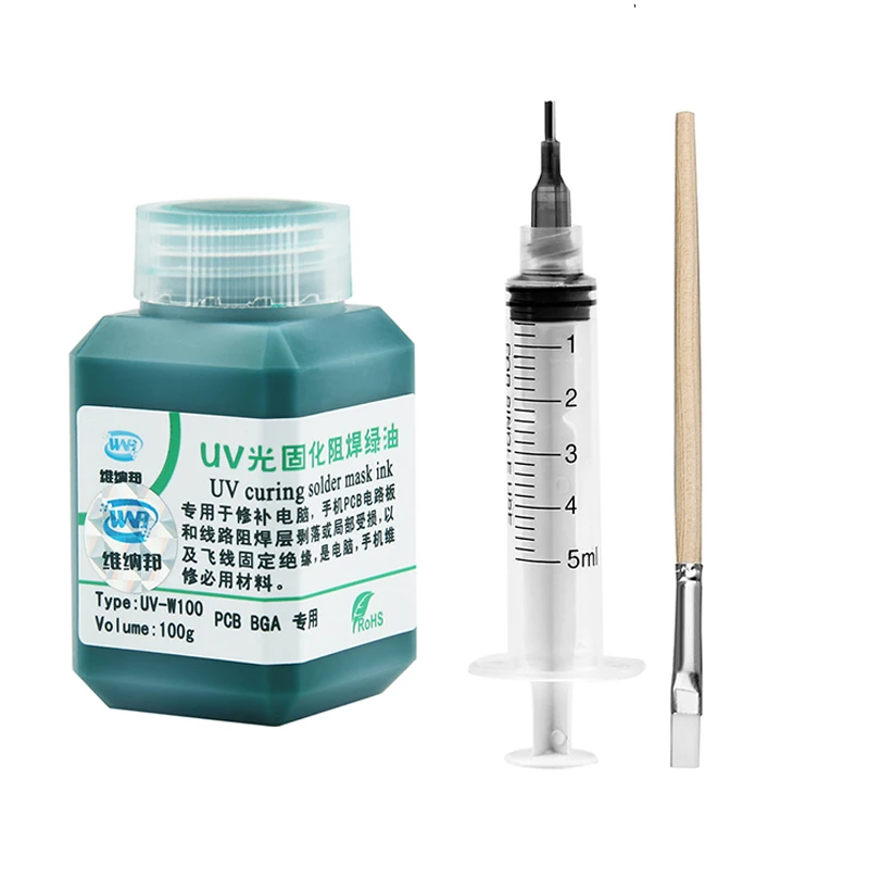 UV Curable Solder Mask Ink Green Oil UV Photosensitive Inks Solder Paste Flux BGA PCB Paint Prevent Corrosive Arcing