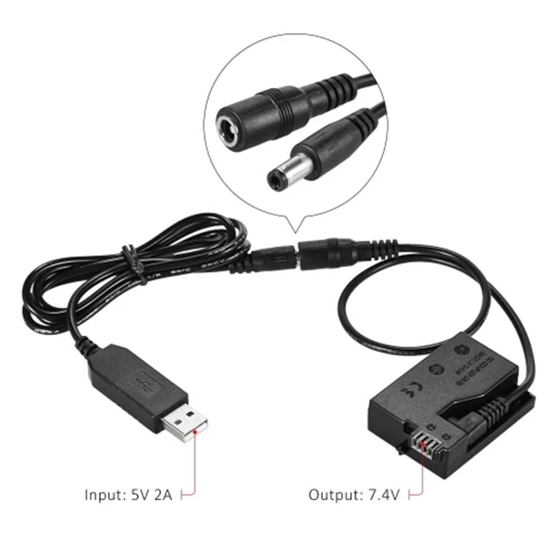 DR-E8 Dummy Batterie mit DC Power Bank USB Adapter Kabel Ersatz für LP-E8 für Canon EOS 550D 600D 650D 700D DSLR Kameras-Ho