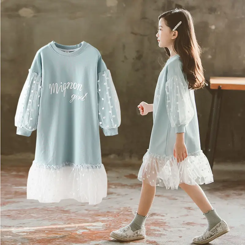 Teenager dress clothes girls dress cotton children long sleeve dress 8 9 11 12 13 long sleeve dress for girls