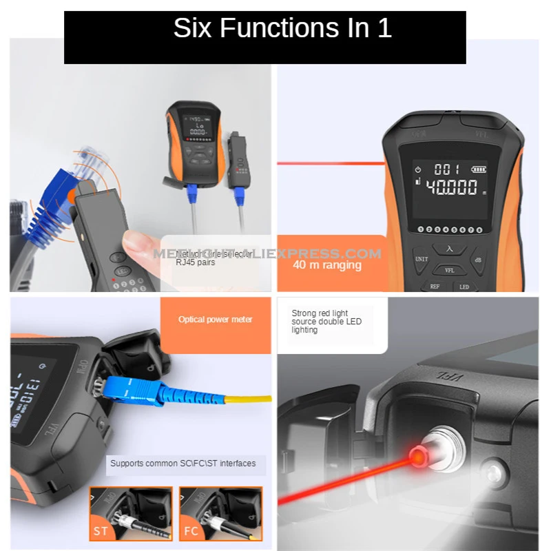 New Optical Power Meter Red Light Pen 6 in 1 Mini Red Fiber Pen 5/15/30km Rechargeable Fiber Light Tester Light