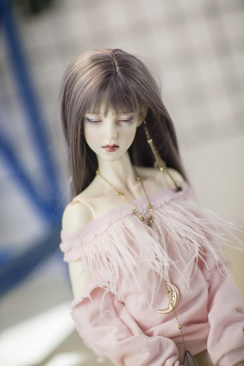 

D03-P412 children toy BJD DD SD MSD 1/6 1/4 1/3 doll's clothes customized pink Long off-shoulder sweatshirt 1pcs