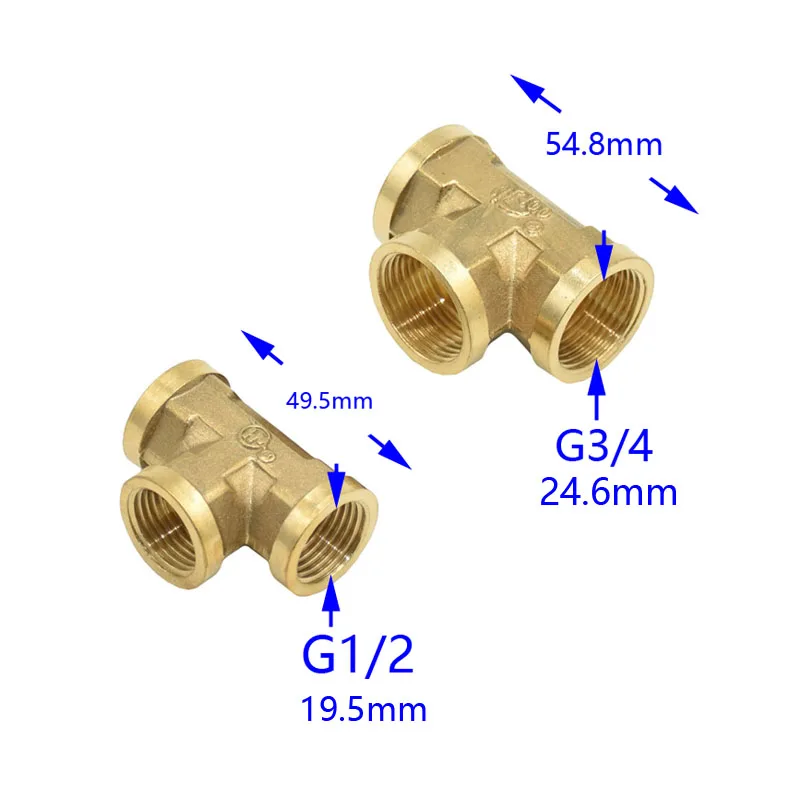 Mosiężny gwint żeński 1/2 3/4 złącze Tee T typu kanalizacja G1/2 G3/4 rozdzielacz wody złącze gwintowane złączki 1 szt.