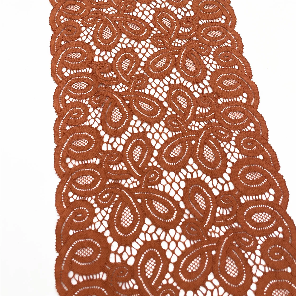 3y/lot Breite 9 zoll 23 cm Dunkelorange Tan Elastische Stretch Spitzenbesatz Für Kleid Nähen Zubehör DIY Material Stoff