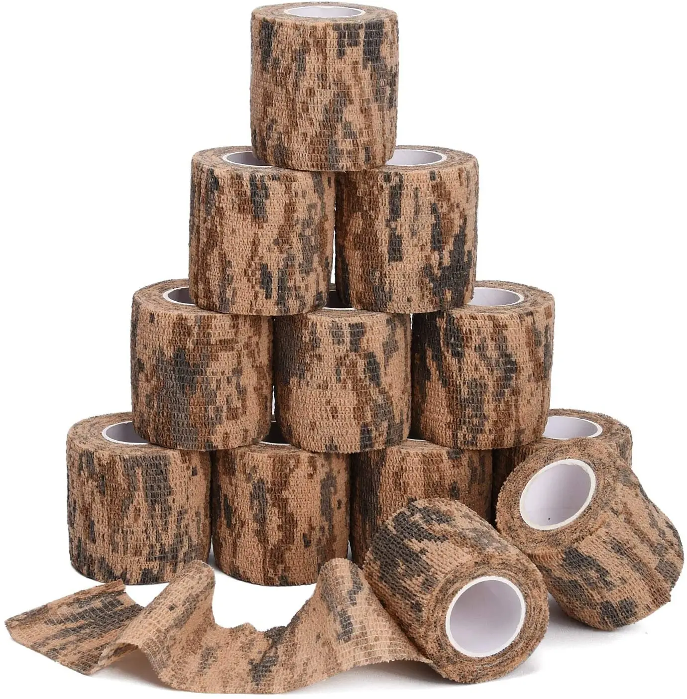 9 Pack Camouflage Tape Camo Wrap Tape Self-Adhesive  Wrap Stretch Form Bandage for Camping/Hunting/Flashlights/Bicycle