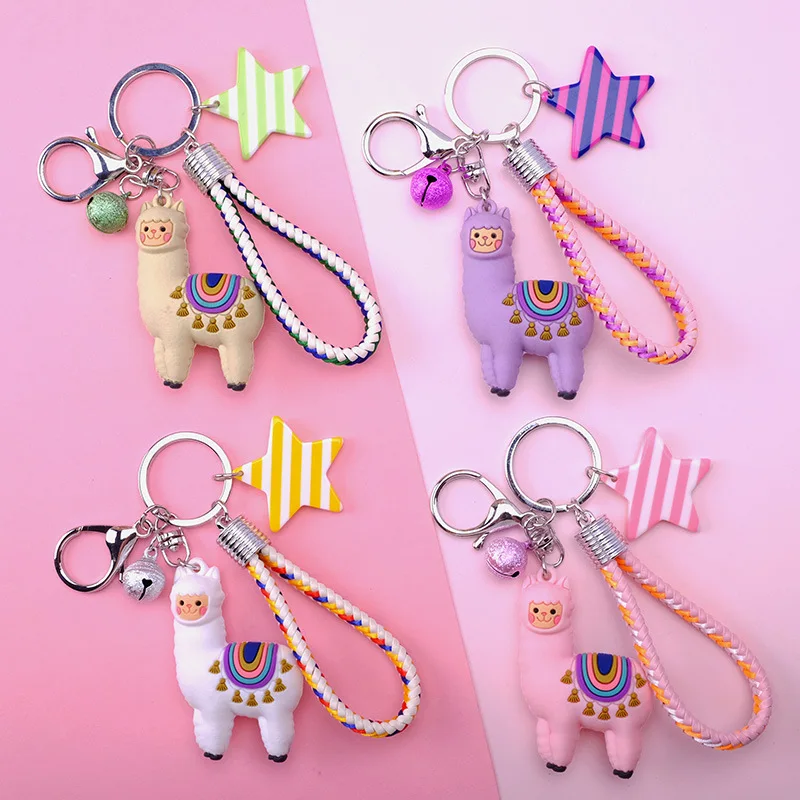 Cute Alpaca Keychain Fashion Creative Acrylic Pendant Cartoon Alpaca Keychain Lady Bag Doll Pendant Gift