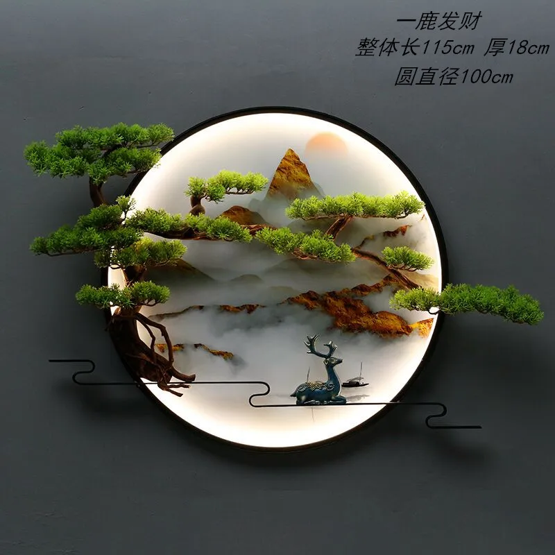 Imagem -04 - Estilo Chinês Simulado Circular Planta Guest-greeting Pine Photo Frame Parede de Fundo Personalizado para Decoração 90cm