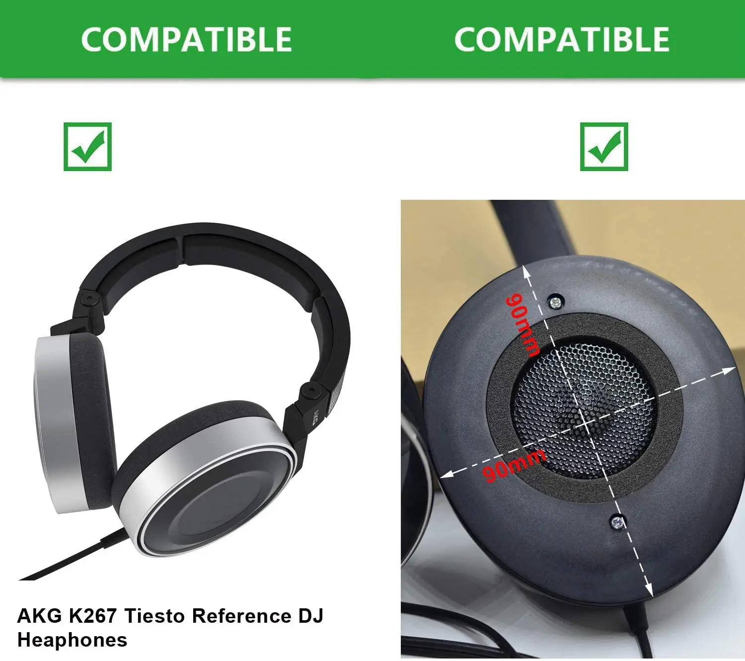 K267 K545 이어 패드-defean 교체 용 이어 쿠션 이어 패드, AKG K267 k845 K545 Tiesto Reference DJ heaphones와 호환 가능